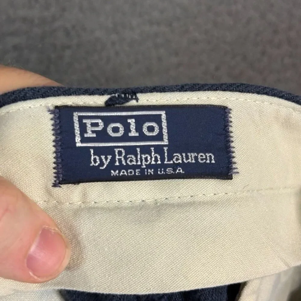 Vtg Polo Ralph Lauren Pants Mens 28x28 Blue Classic Fit Wide Leg Chino Made USA